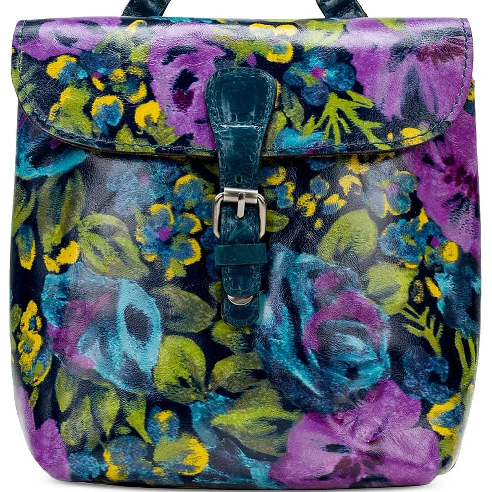 Vatoni Patricia Nash Blue Leather Floral Backpack - w dust bag